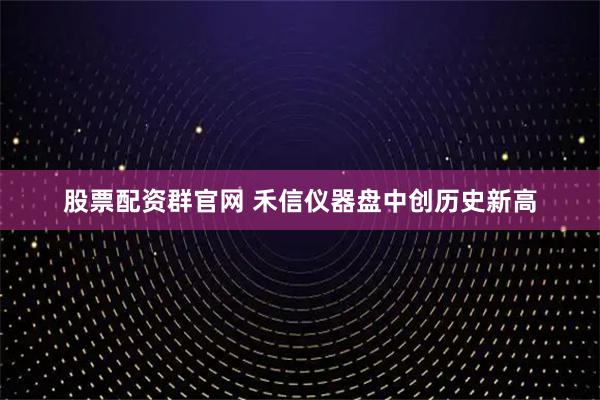 股票配资群官网 禾信仪器盘中创历史新高