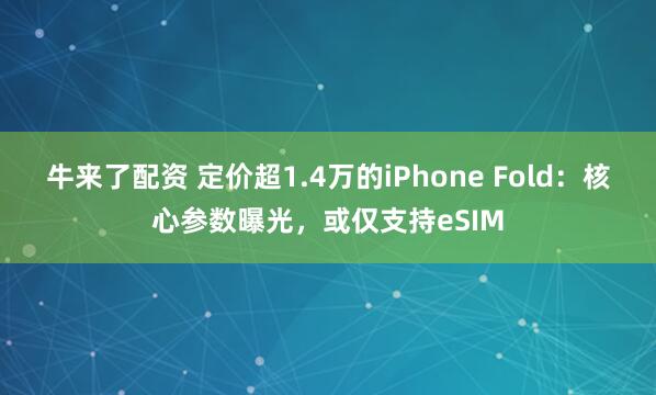 牛来了配资 定价超1.4万的iPhone Fold：核心参数曝光，或仅支持eSIM